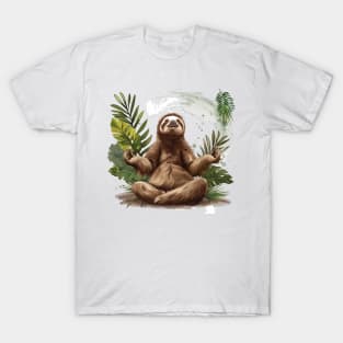 Cute Cool Sloth Positive Affirmation Happy Yoga T-Shirt